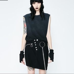 Disturbia Black Asymmetrical O-ring Skirt